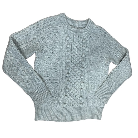 J.CREW POPCORN CABLE KNIT SWEATER GRAY XS est. CHUNKY COZY WINTER LAYERING TOP - Picture 2 of 10